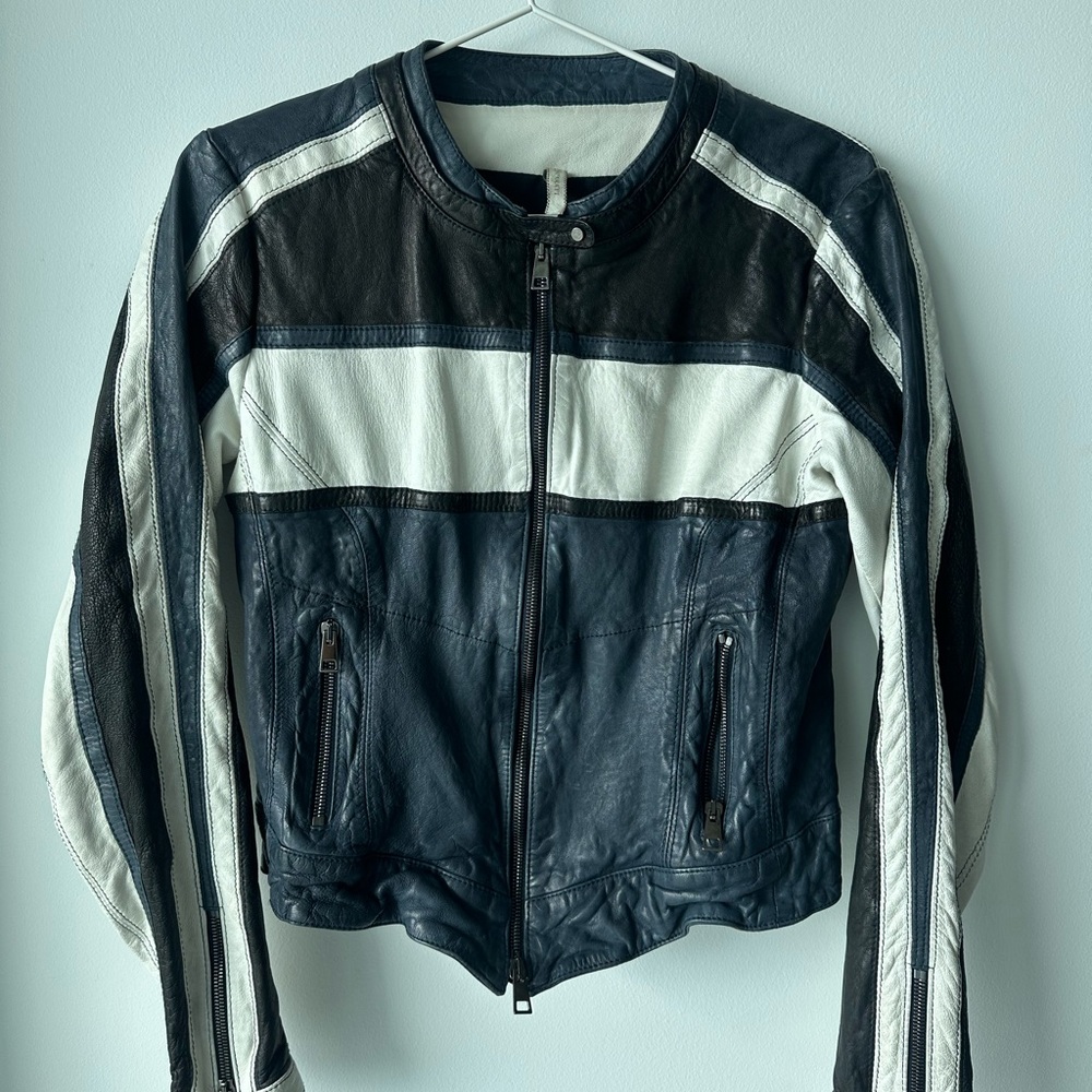 Axel’s Roncarati - Aston Colorblock Moto Leather Jacket Size Small